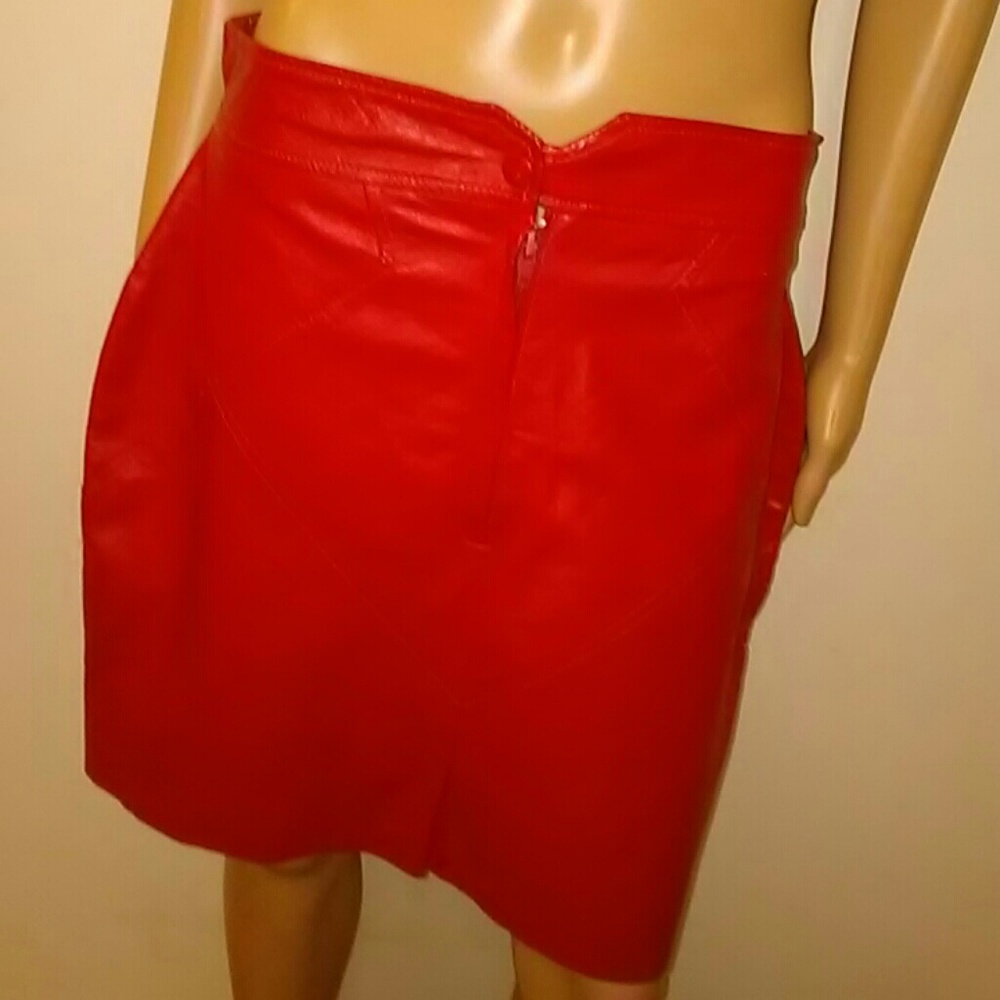Classy Red Leather Skirt